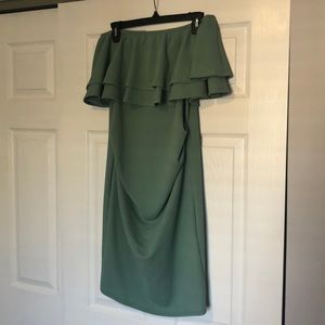 Pink Blush Sage Green Strapless Maternity Dress